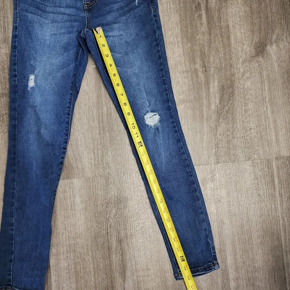 Aeropostale Jeans Women Sz 0 Short High Rise Jegging Distressed Denim Blue - Picture 4 of 7